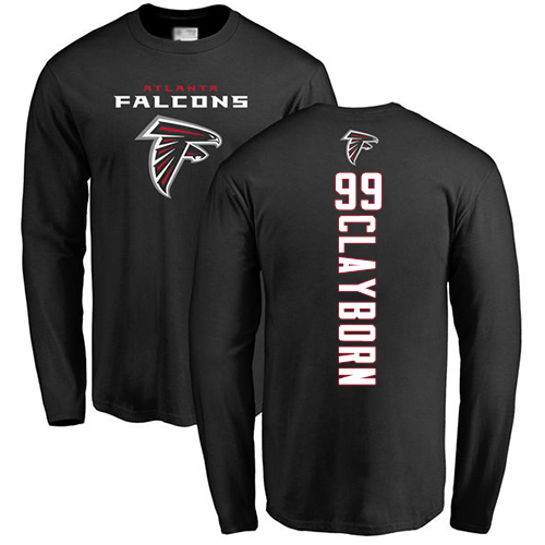 Atlanta Falcons Men Black Adrian Clayborn Backer NFL Football #99 Long Sleeve T Shirt